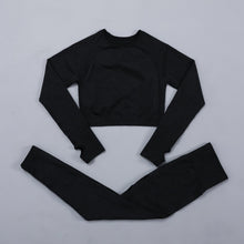 Load image into Gallery viewer, Seamless Yoga Long Sleeve Crop Top High Waist Leggings Sports Suits
