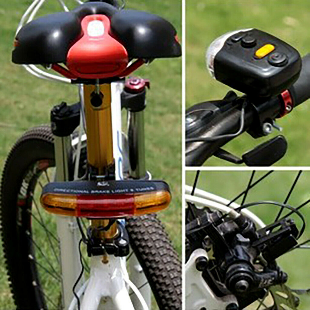 LED Bicycle Turn Signal Directional Light Bike Brake Lamp & 8 Sound Horn MTB US