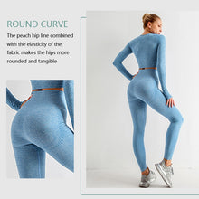 Load image into Gallery viewer, Seamless Yoga Long Sleeve Crop Top High Waist Leggings Sports Suits
